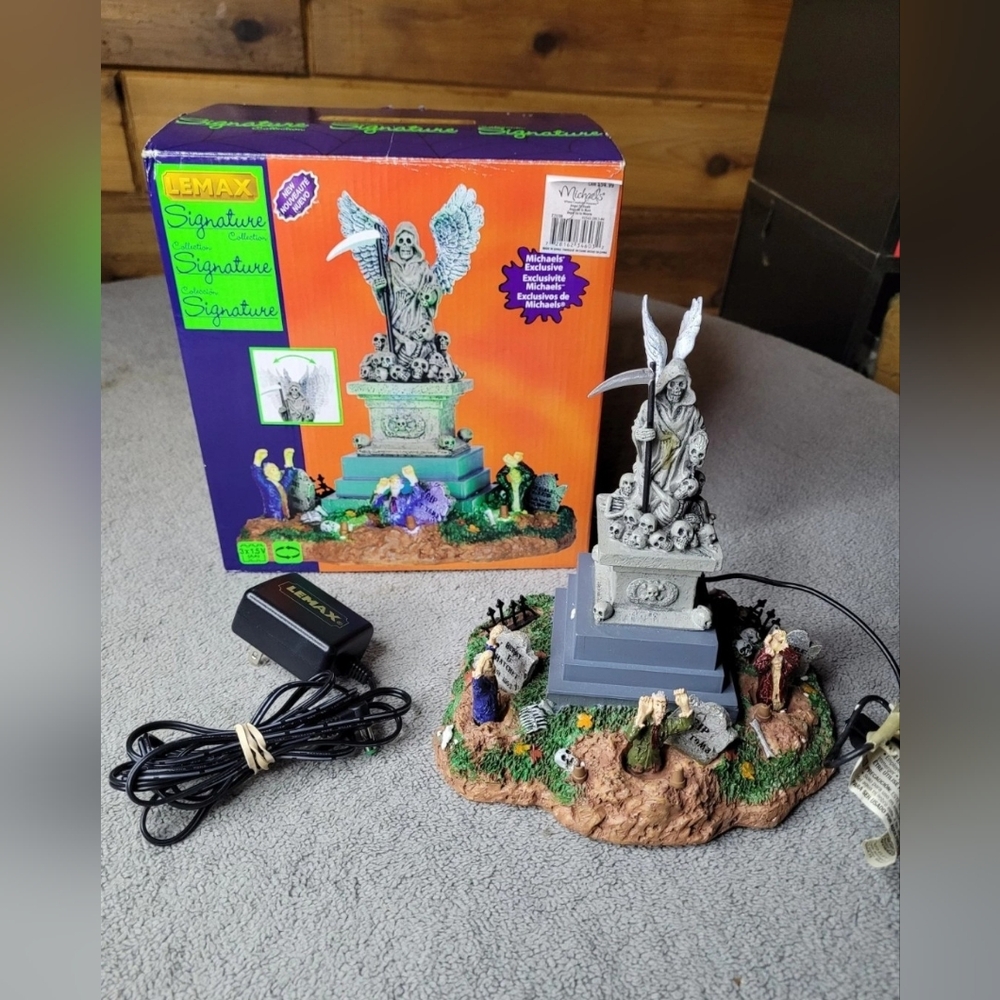 Lemax Angel of Death Lighted Animated Table Accent Halloween 7.5"